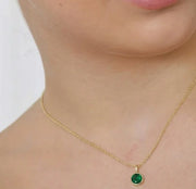 May birthstone necklace emerald jewelry minimalist, green emerald pendant necklace gift for her birthday